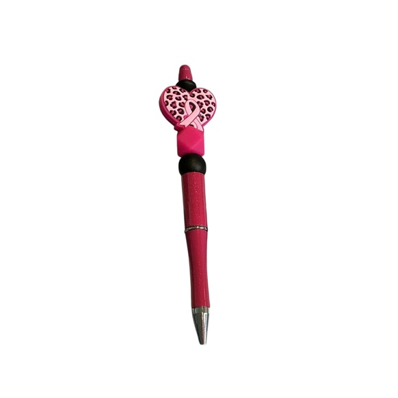 Handmade Other - Pink Heart Breast Cancer Ribbon Beaded Handmade Pen